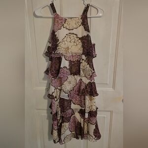 dressbarn Purple and Brown Floral Midi Dress